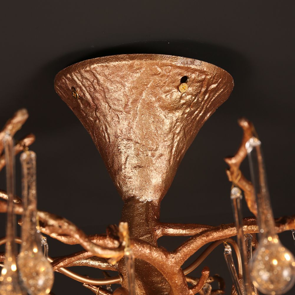 Modern Branch Ceiling Light with Crystal Dew Drop (Gold Inside) - Wing Lightings
