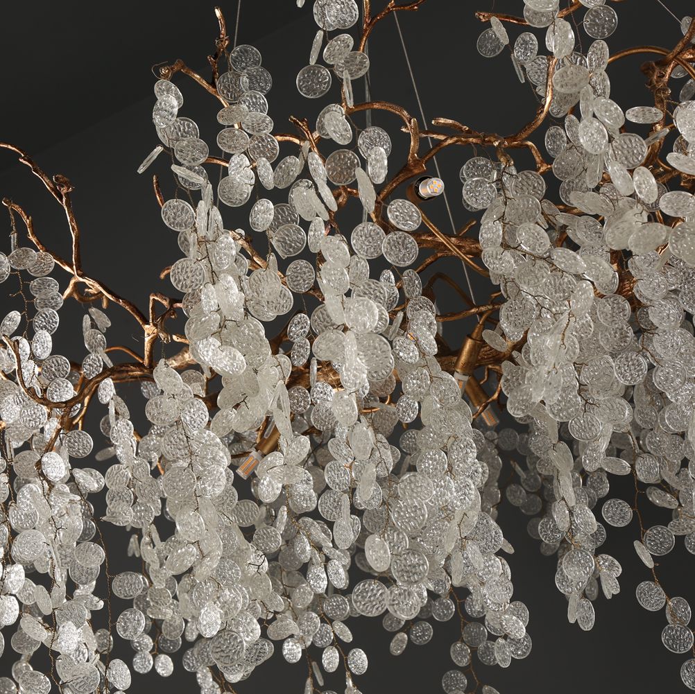 Modern Branch Chandelier with Clear Small Round Leaves - Wing Lightings