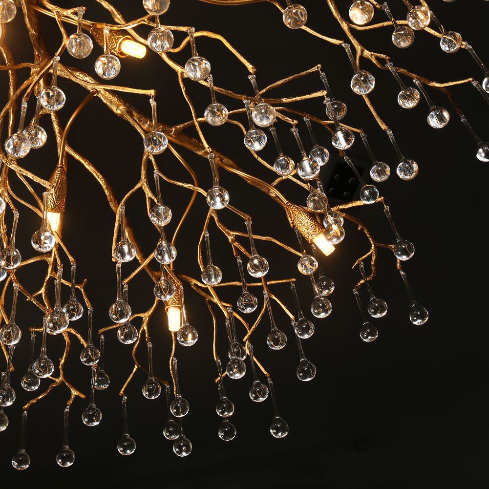 Modern Branch Ceiling Light with Clear Crystal Dew Drop - Wing Lightings