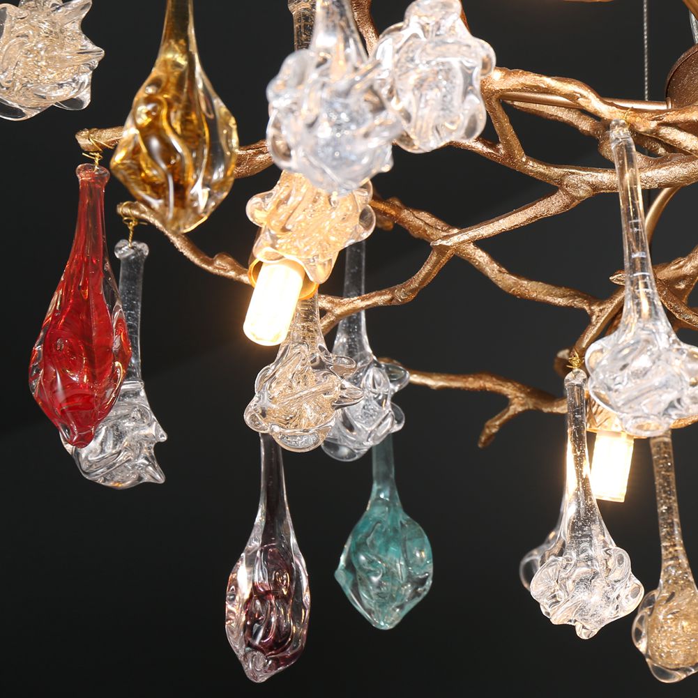 Modern Branch Chandelier with Colorful Crystal Flower Drop D 23.6" - Wing Lightings