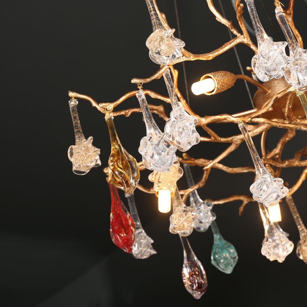 Modern Branch Chandelier with Colorful Crystal Flower Drop D 23.6" - Wing Lightings