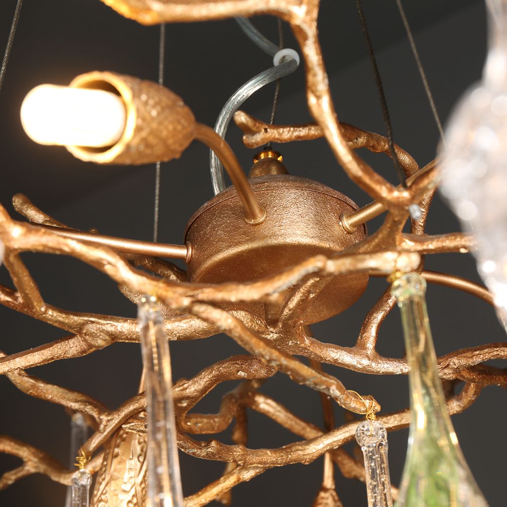 Modern Branch Chandelier with Colorful Crystal Flower Drop D 23.6" - Wing Lightings