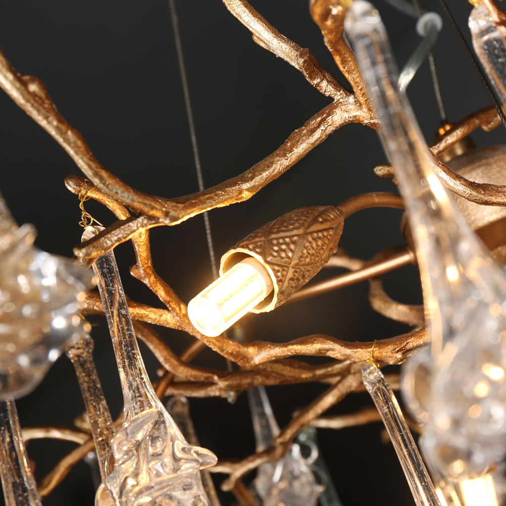 Modern Branch Chandelier with Colorful Crystal Flower Drop D 23.6" - Wing Lightings