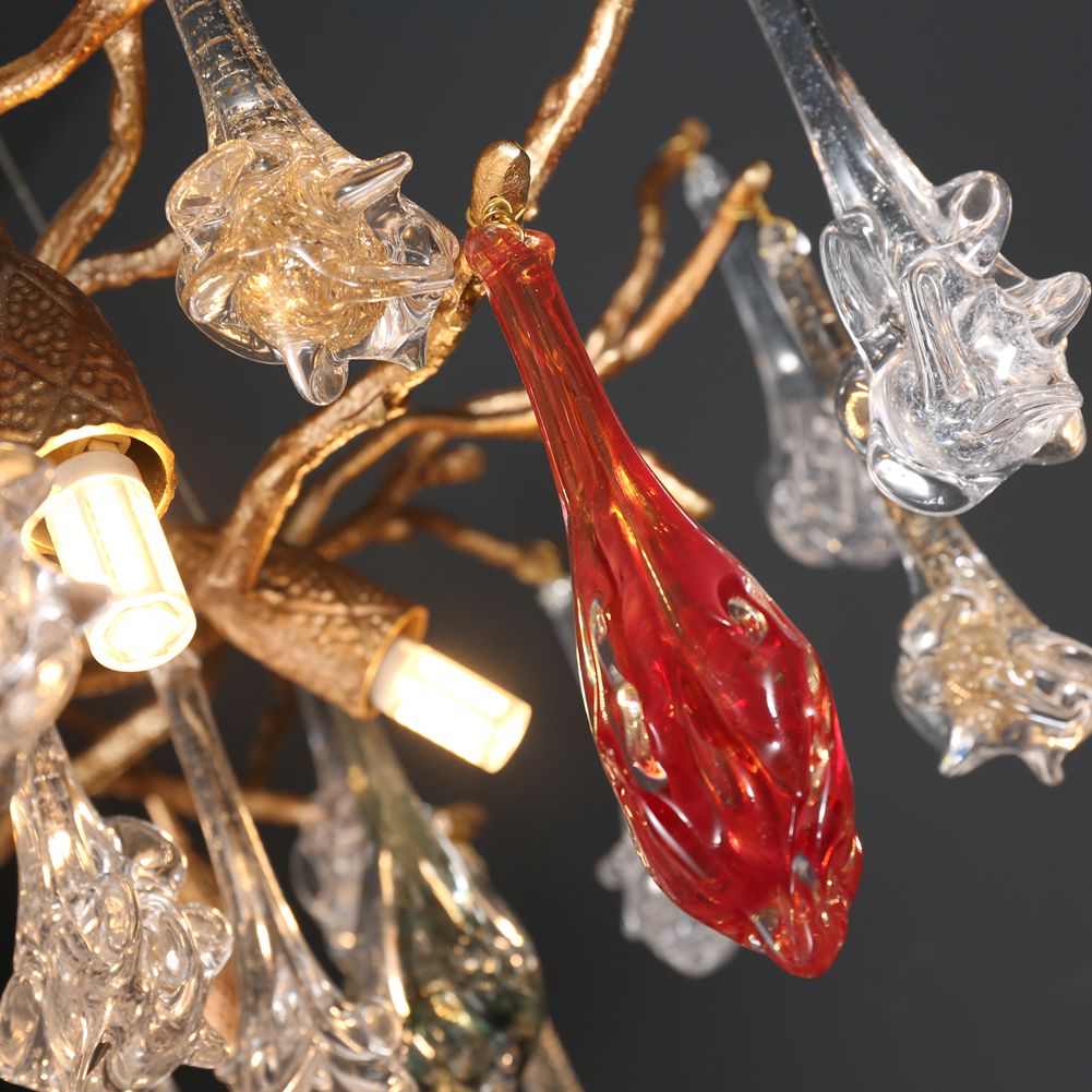 Modern Branch Chandelier with Colorful Crystal Flower Drop D 23.6" - Wing Lightings