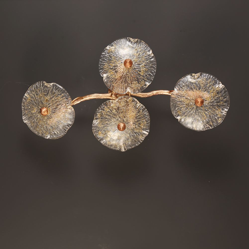 Modern Branch Brass 4 Lotus Leaves Wall Sconce - Wing Lightings
