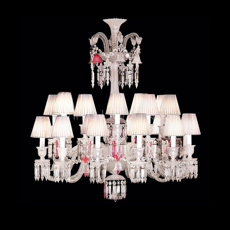 Colourful Flower Crystal Chandelier with White Shade for Living Room