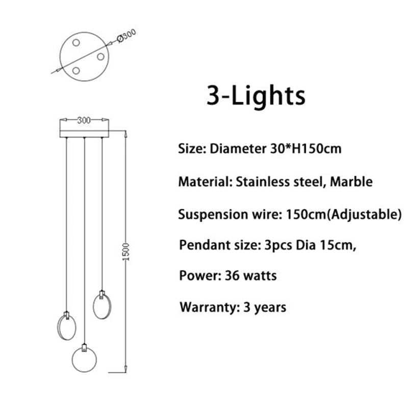 Sabina Modern Discs Marble Long staircase Chandelier