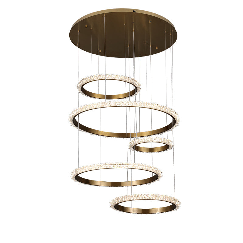 Staircase Modern Crystal Ring Chandelier - Ineffable Lighting