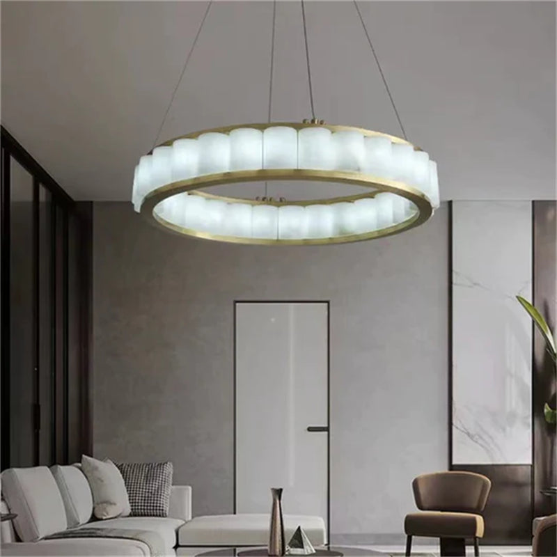 Rosalia Alabaster Circle Round Pendent Light, Galaxy Pendant Light