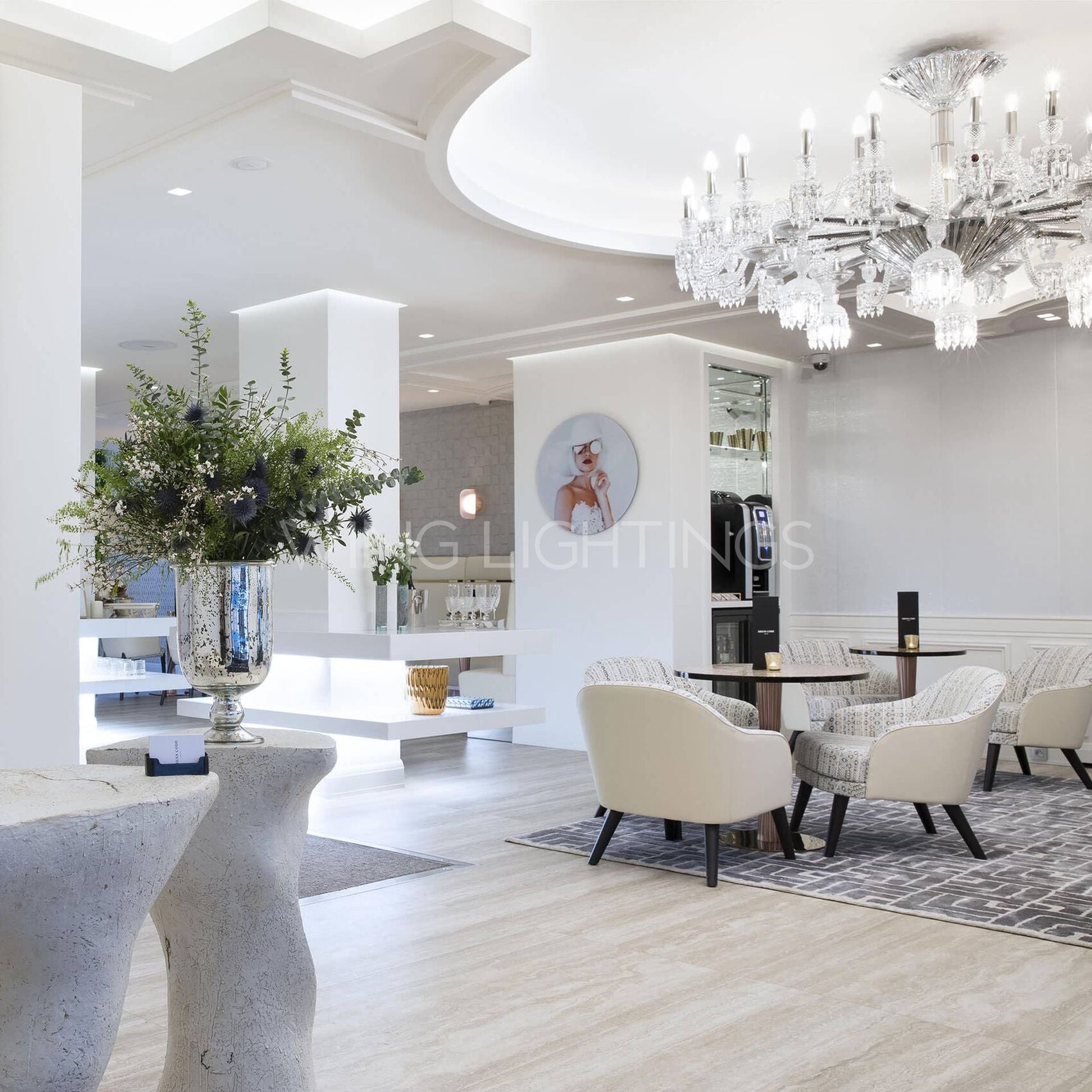 Luxury Crystal Ceiling Mount Chandelier for Low Ceiling