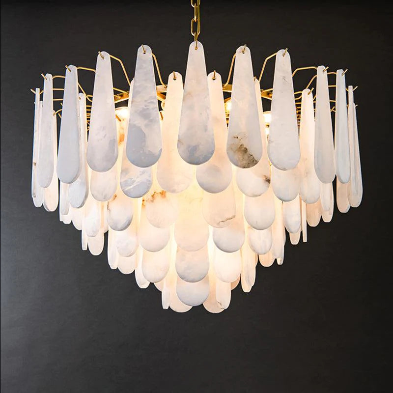 Viveca Alabaster Foyer Chandelier Lighting, Luxury Modern Lighting