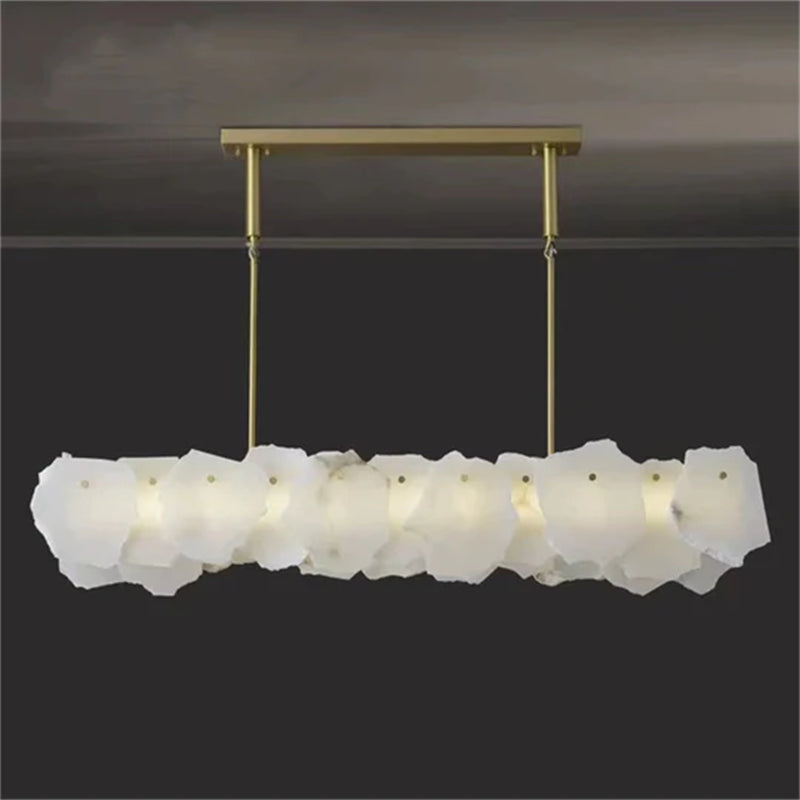 Bethan Alabaster Modern Snowflake Linear Chandelier