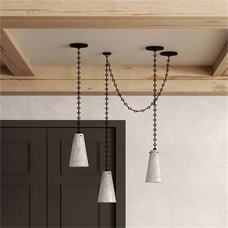Romola Contemporary Lucca Chandelier 202A-3 in Alabaster, 3-Light Vintage Alabaster Pendant Cluster