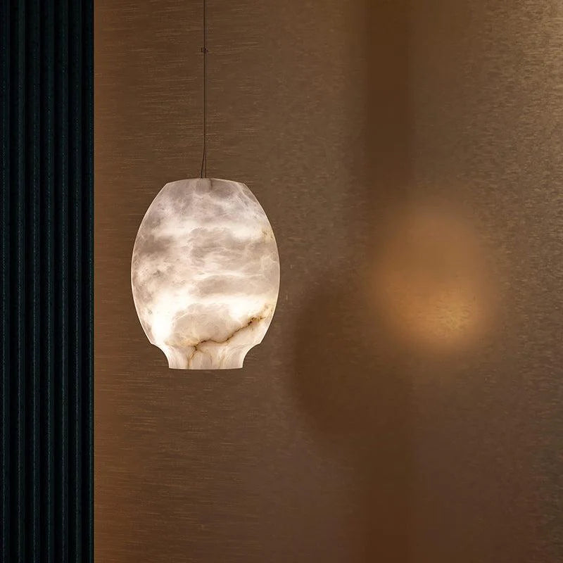Zadie Alabaster Lantern Pendant Light, Bar Pendant Light