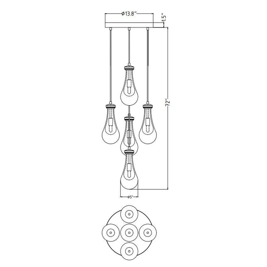 Raindrop 5-light Modern Round Chandelier Over Dining Table