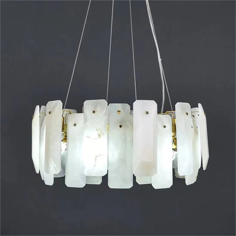 Halona Alabaster Round Chandelier Over Dining Table