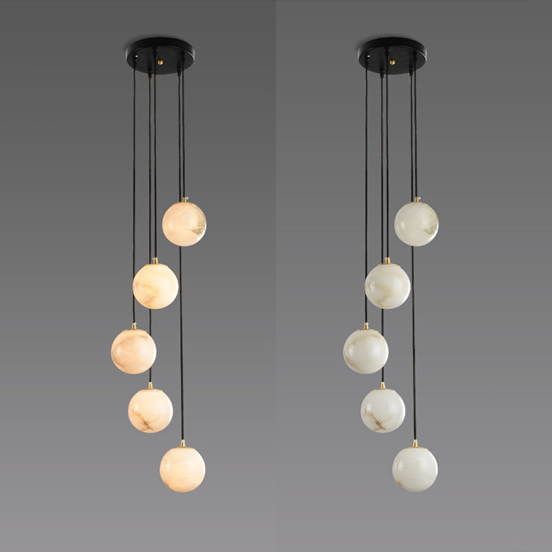 Herr Alabaster Global Pendant Chandelier for Staircase, Spiral Global Pendant