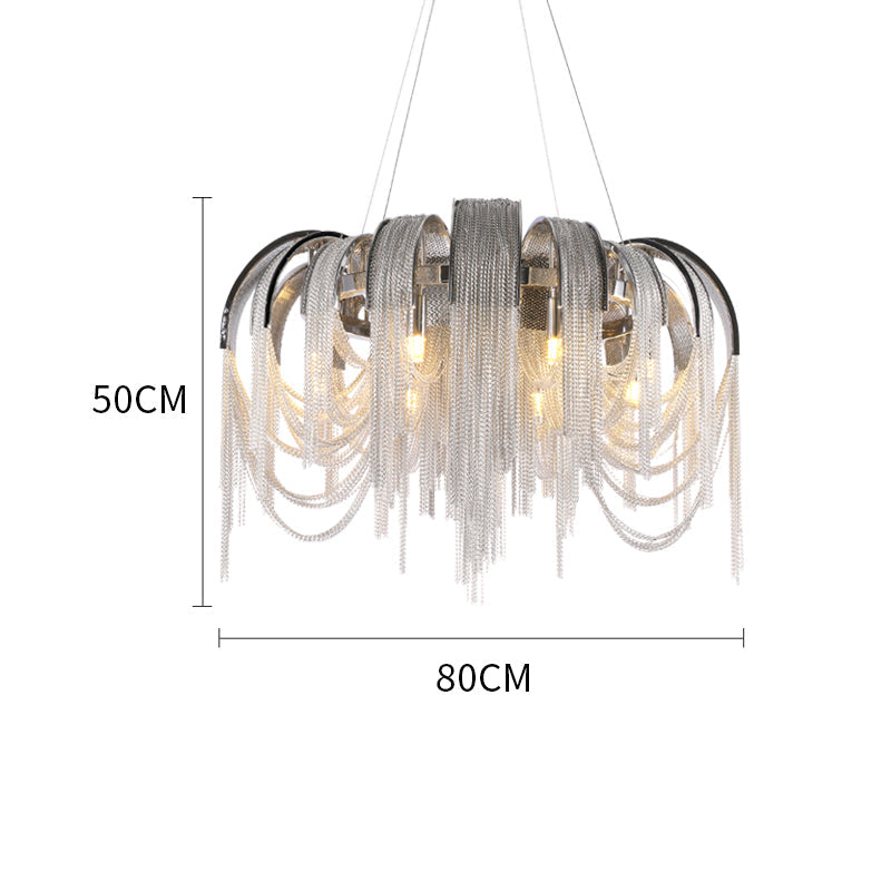 Alana Modern Luxury Cadena Aluminum Chain Tassel Chandelier