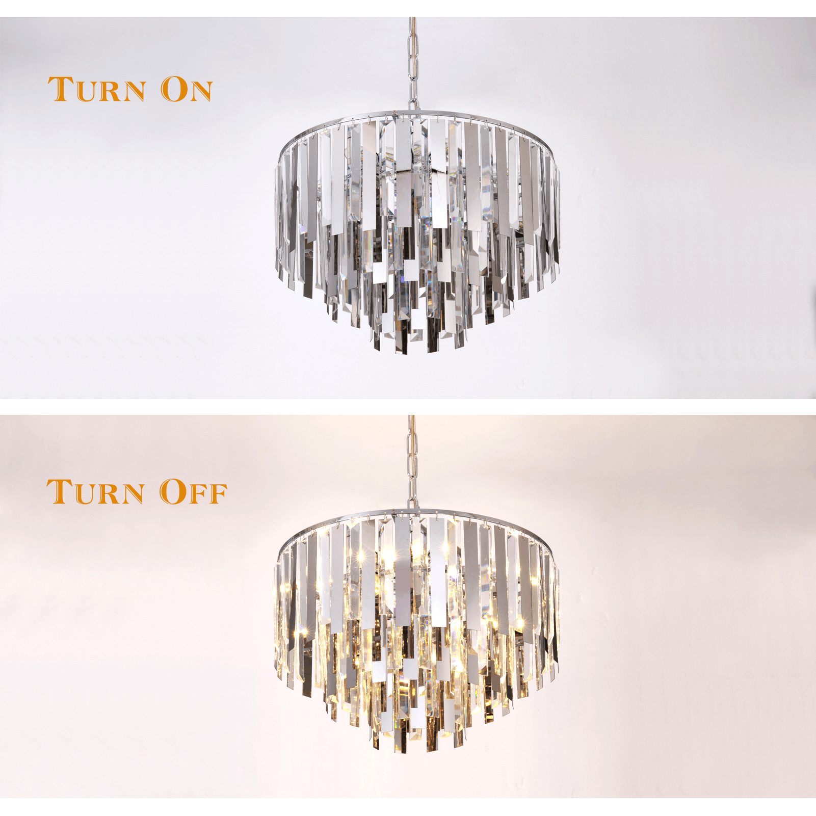 Chrome Modern Round Chandelier Ceiling Light 17.8" D