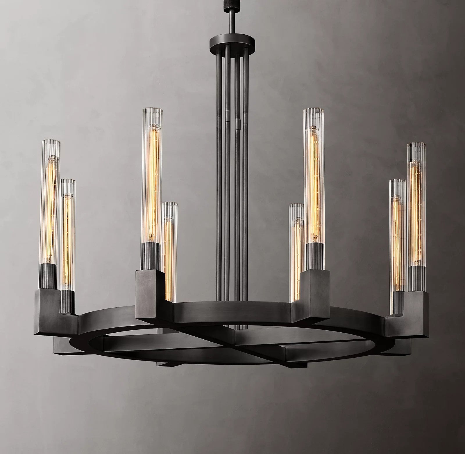 Candlestick Round Chandelier Industrial Black - Wing Lightings