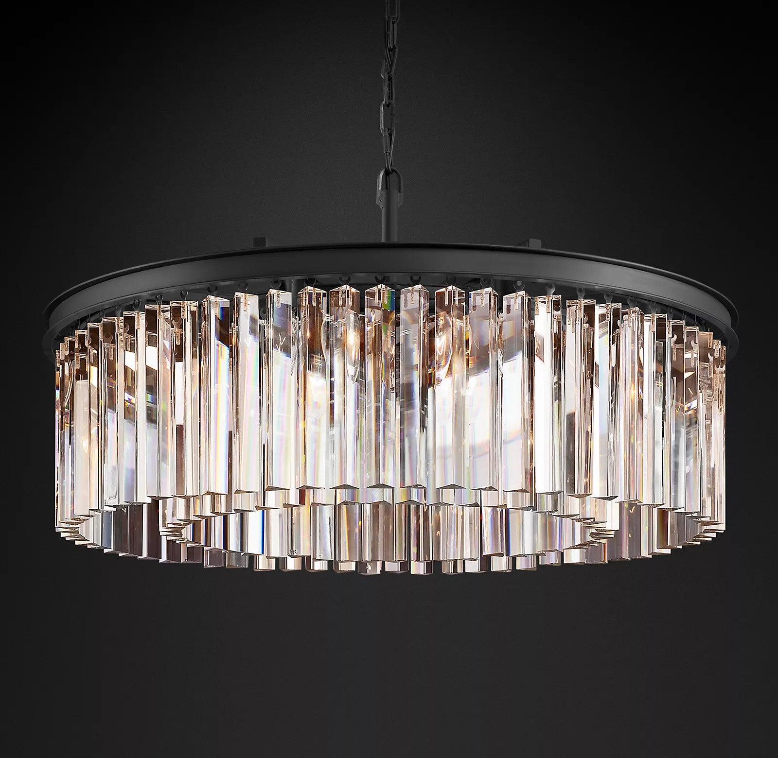 Culaccino Crystal Round Chandelier Black 32” 43“ available - Wing Lightings