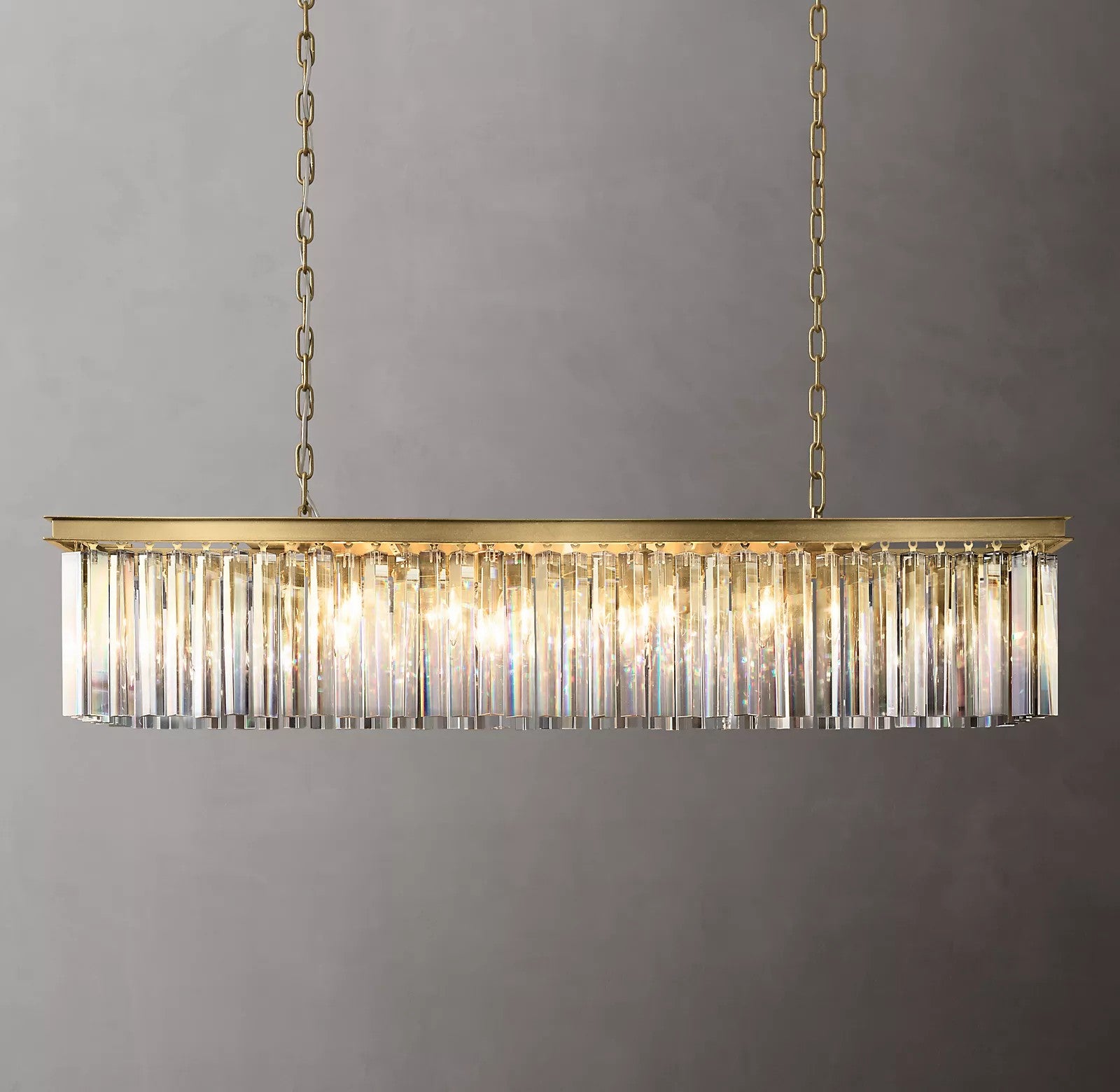 Culaccino Crystal Island Chandelier Brass 49" 59" available - Wing Lightings