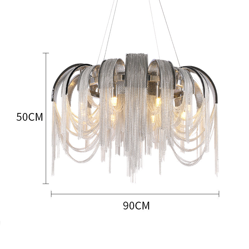 Alana Modern Luxury Cadena Aluminum Chain Tassel Chandelier