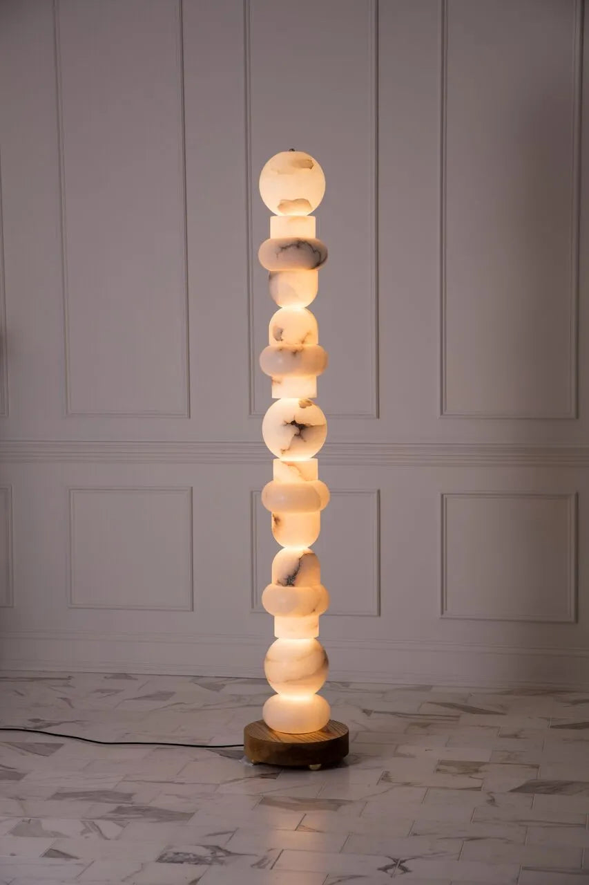 Callie Modern Alabaster Floor Lamp, Living Room Standing Lamp