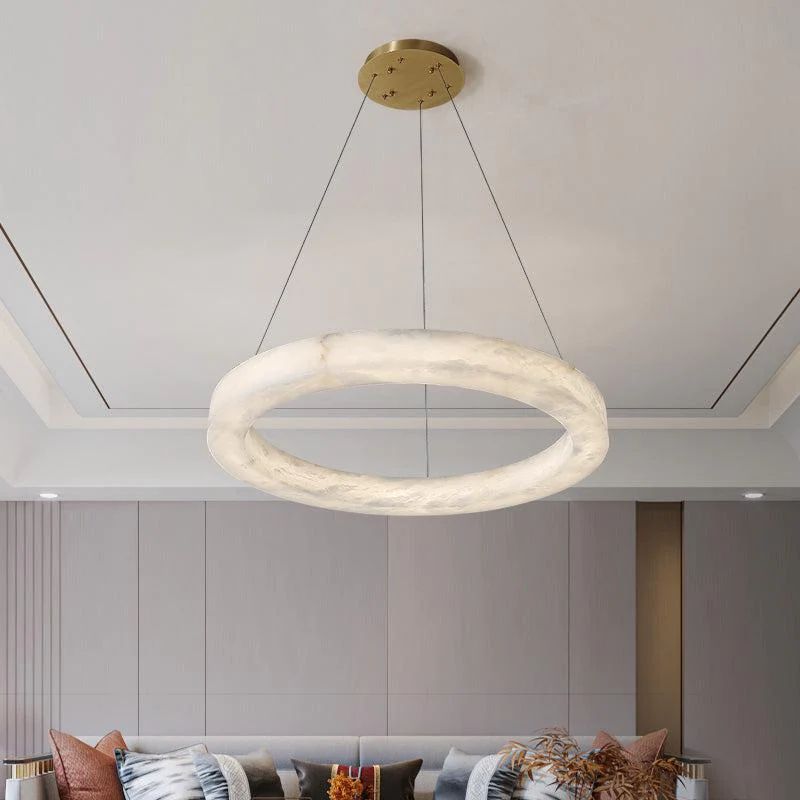 Alabaster Round Modern Pendant Light for Living Room