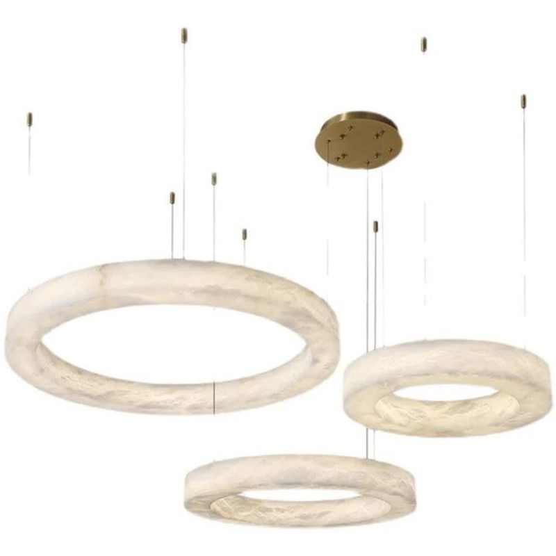 Alabaster Round Modern Pendant Light for Living Room