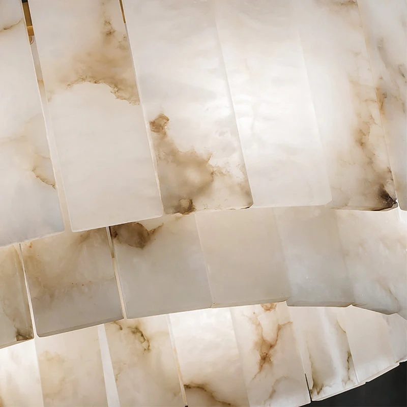 Modern Alabaster 2-Tier Round Chandelier - Ineffable Lighting