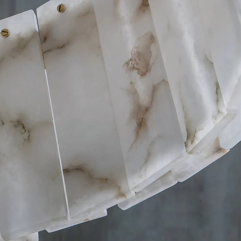 Modern Alabaster 2-Tier Round Chandelier - Ineffable Lighting