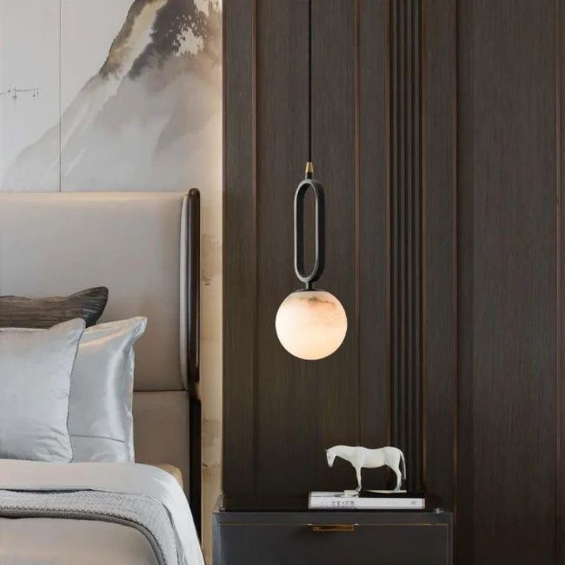 Calixta Alabaster Sphere Pendant Light, Modern Pendant Lighting 5.9"D