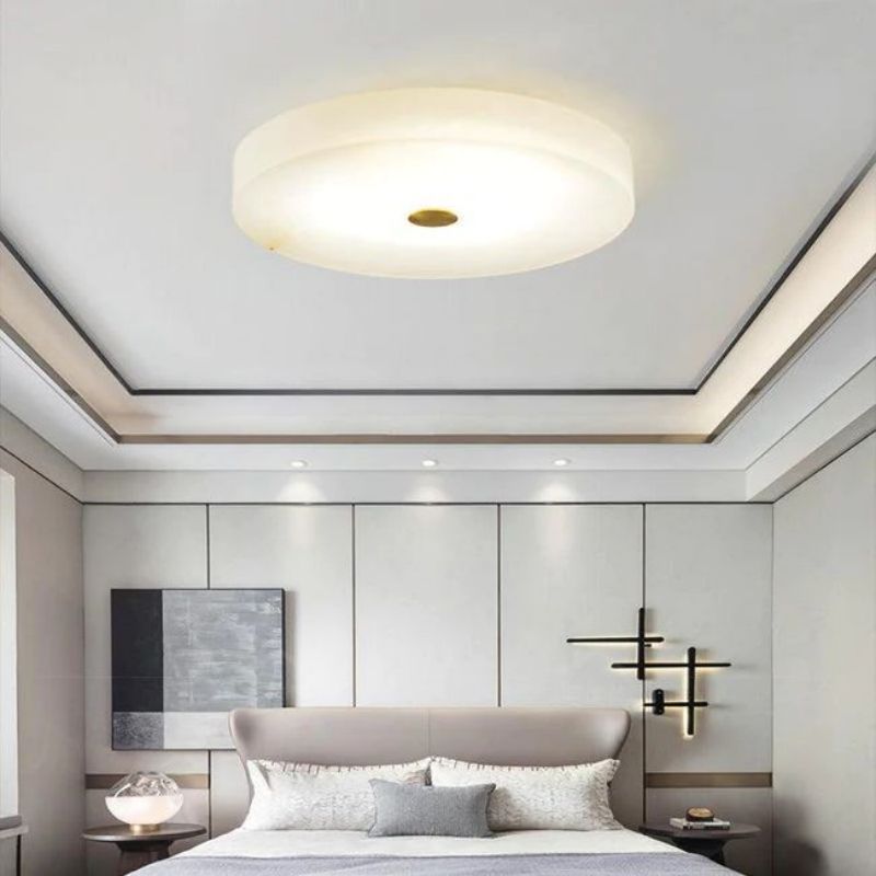 Alabaster Flush Mounted Round Ceiling Light