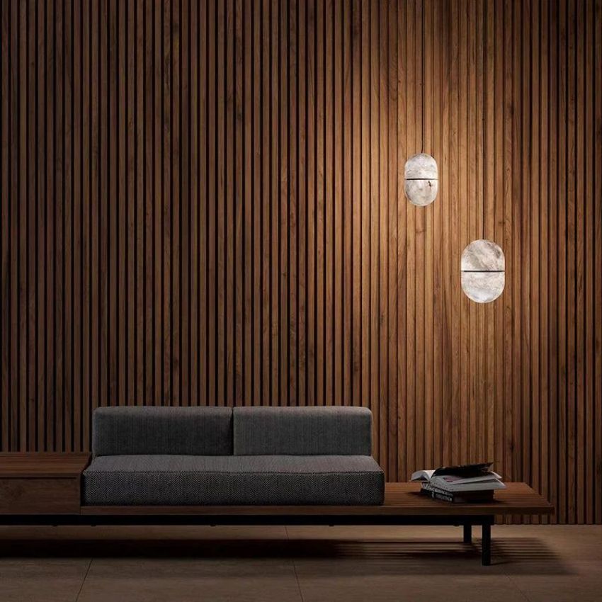 Alabaster Bean Shape Pendant Light