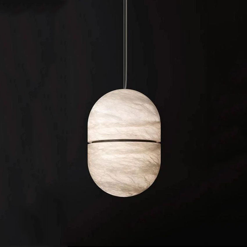 Alabaster Bean Shape Pendant Light