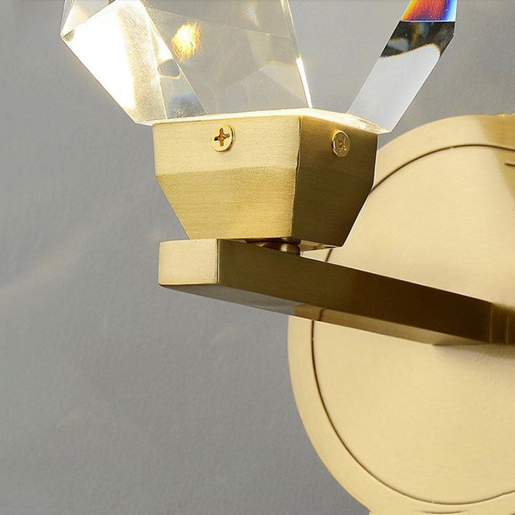 Aurora Faceted Crystal Brass Wall Sconce - Wing Lightings