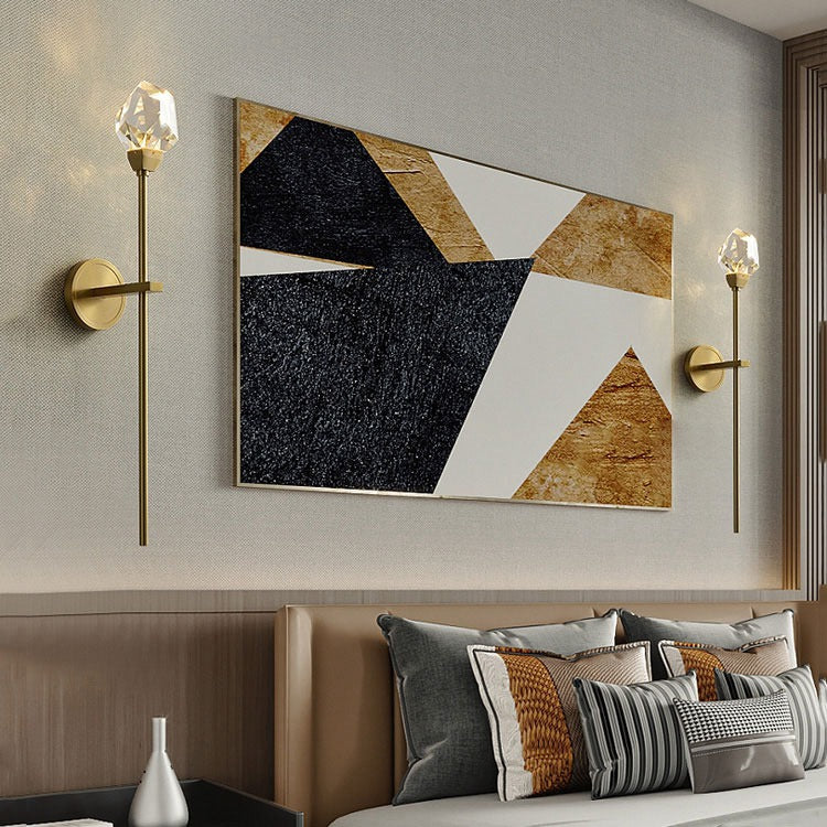 Aurora Faceted Crystal Brass Grand Wall Sconce - Wing Lightings