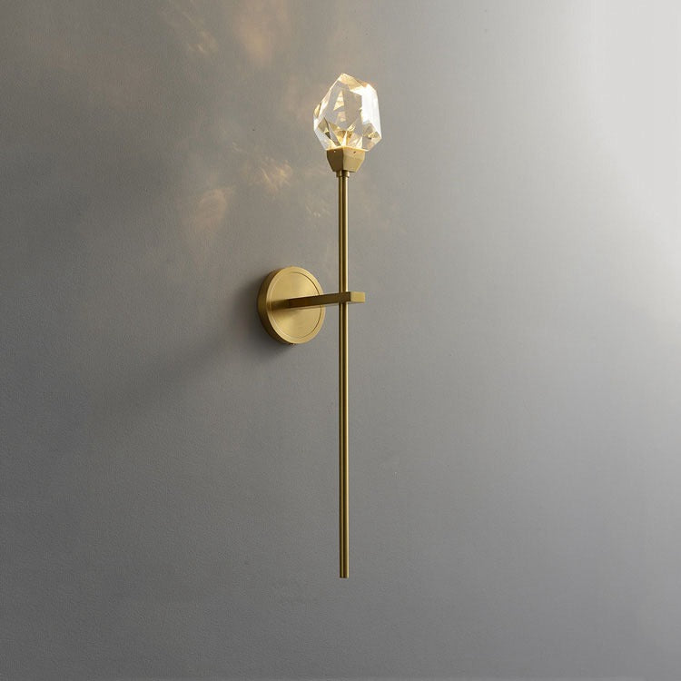 Aurora Faceted Crystal Brass Grand Wall Sconce - Wing Lightings