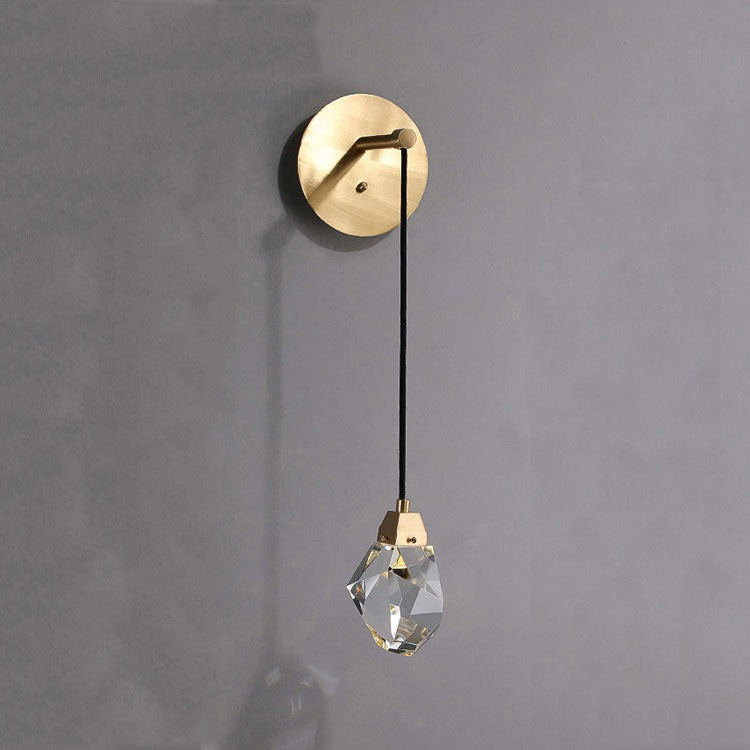 Aurora Faceted Crystal Cord Brass Wall Sconce - Wing Lightings