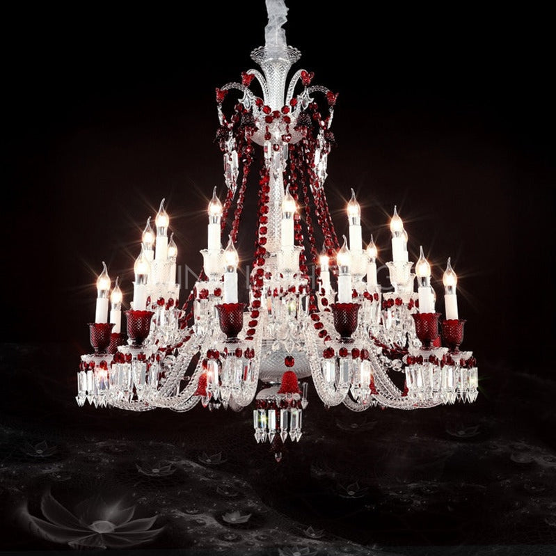 Luxury Classic Red Crystal Chandelier for Living Room