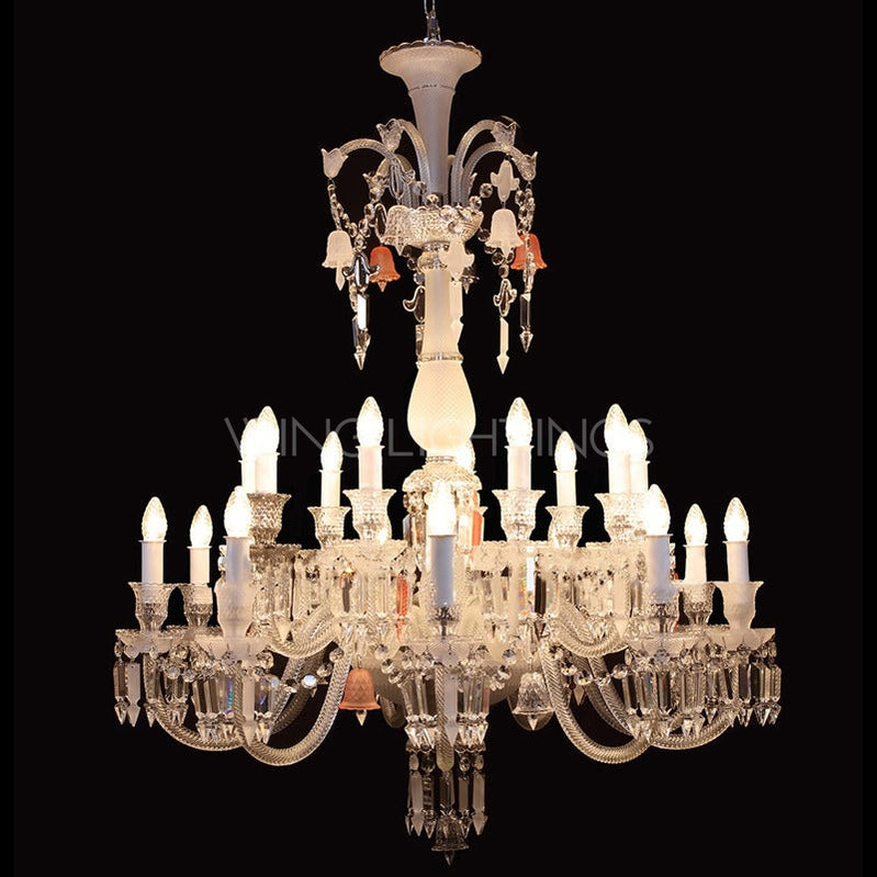 Colourful Flower Crystal Chandelier with White Shade for Living Room