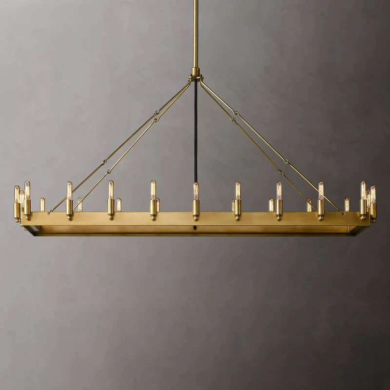 Cami Vintage Filament Rectangular Chandelier, Indoor Linear Lamp