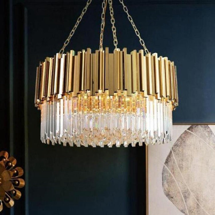 Cream Modern Crystal Round Chandelier - Wing Lightings
