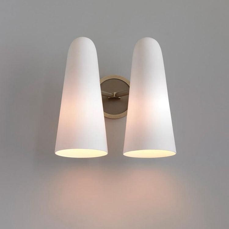 Loudspeaker Shape Double Sconce Light, Brass Porcelain Bedroom Sconces - Wing Lightings