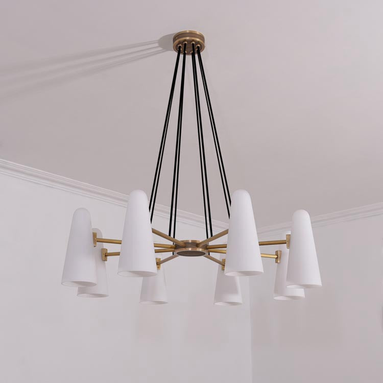 Loudspeaker Shape Porcelain Chandelier 8 Light - Wing Lightings