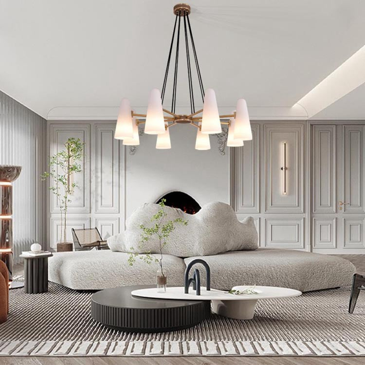 Loudspeaker Shape Porcelain Chandelier 8 Light - Wing Lightings