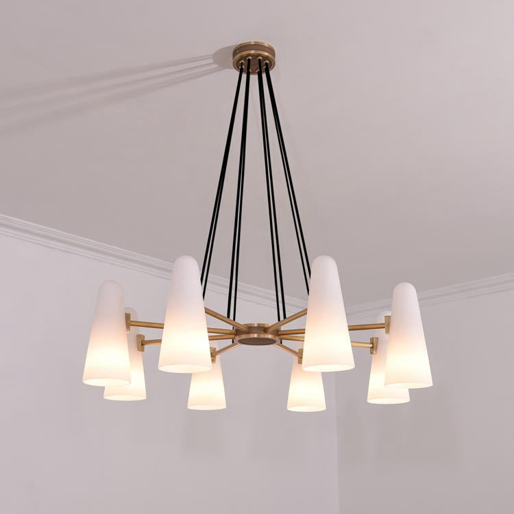 Loudspeaker Shape Porcelain Chandelier 8 Light - Wing Lightings