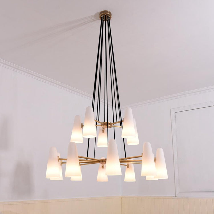 Loudspeaker Shape Tiered Porcelain Chandelier - Wing Lightings