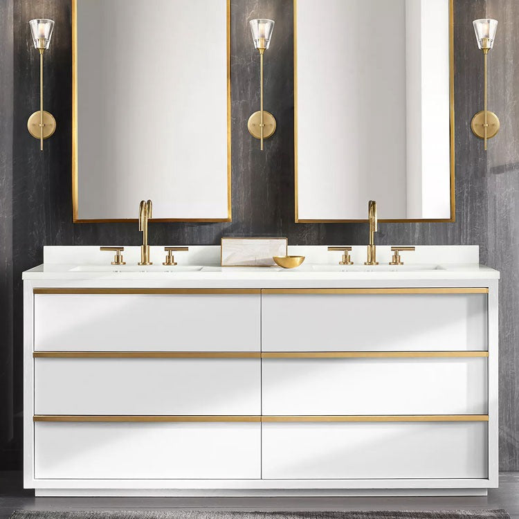 Beryl Grand Brass Glass Wall Sconce for Living Room - Wing Lightings